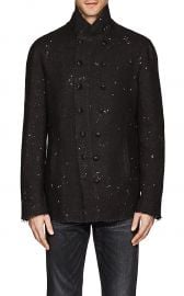 John Varvatos black linen canvas double-breasted jacket at Barneys